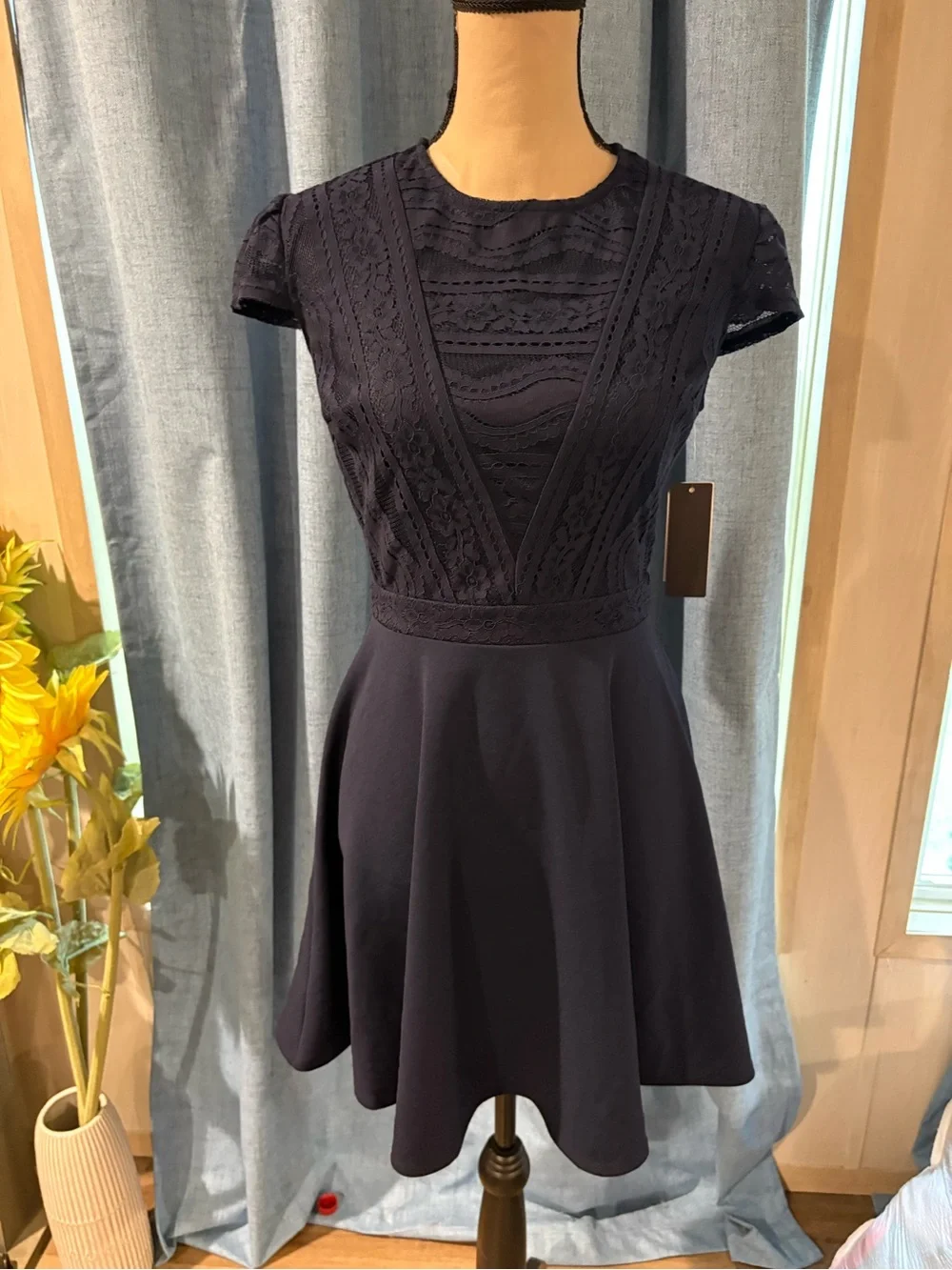city studio lace dress City Studios Junior's Flocked Lace Dress
